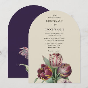 Moody Watercolor Lila Tulips Hochzeitsplatz Einladung