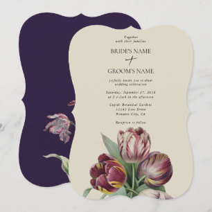 Moody Watercolor Lila Tulips Wedding Classic Einladung