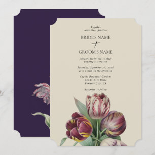 Moody Watercolor Lila Tulips Wedding Simple Einladung