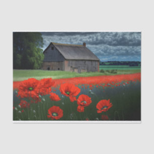 Moody Weather Barn and Poppies Seidenpapier