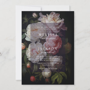 Moody White Peony Faire-part de mariage