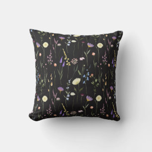 Moody Wildblumen Black Floral Pattern Kissen