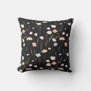 Moody Wildblumen Black Floral Pattern Kissen