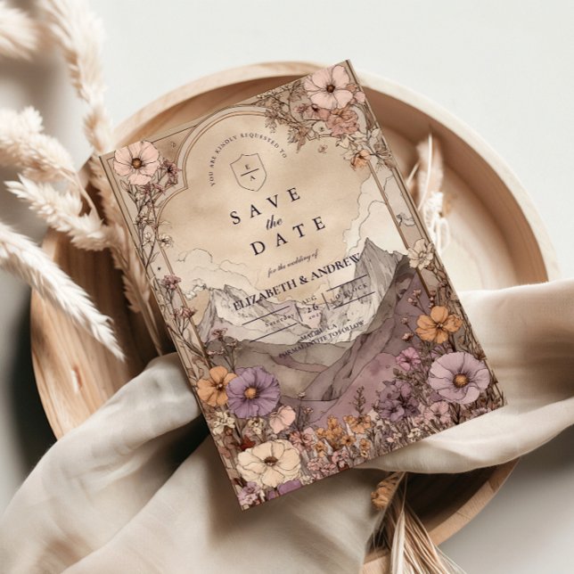 Moody Wildflower Mountain Wedding Save The Date (Von Creator hochgeladen)
