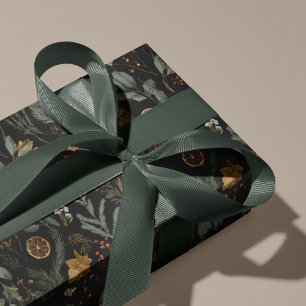 Moody Winter Botanische Weihnachten Geschenkpapier