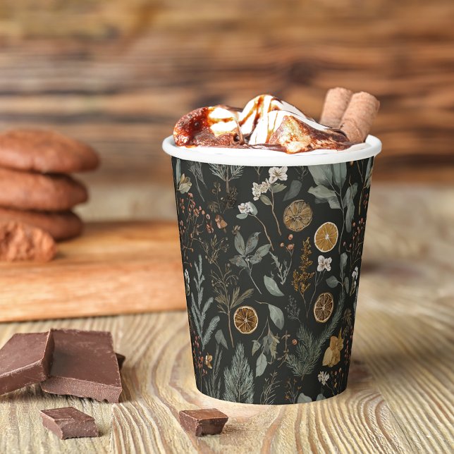 Moody Winter Botanischer Weihnachtsfeiertag Pappbecher (Von Creator hochgeladen)