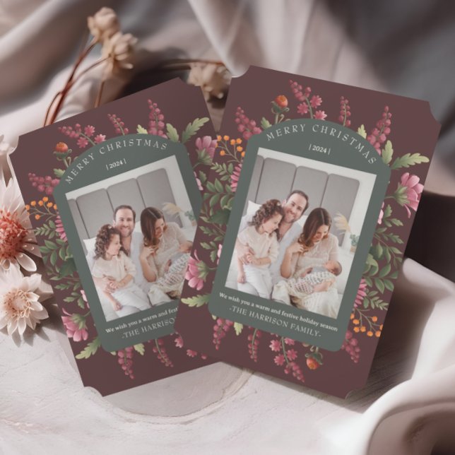 Moody Winter floral Border Christmas Card Einladung (Von Creator hochgeladen)