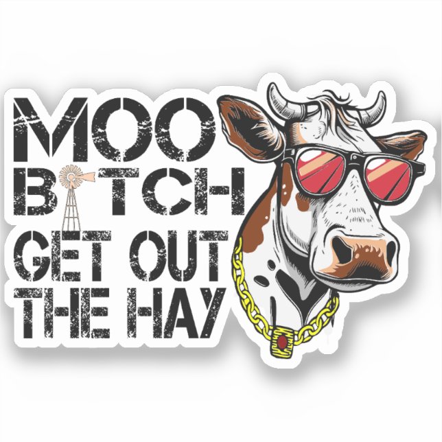 Mooe raus aus dem Hasen Funny Cow mit Brille Sweat Aufkleber (Vorderseite)