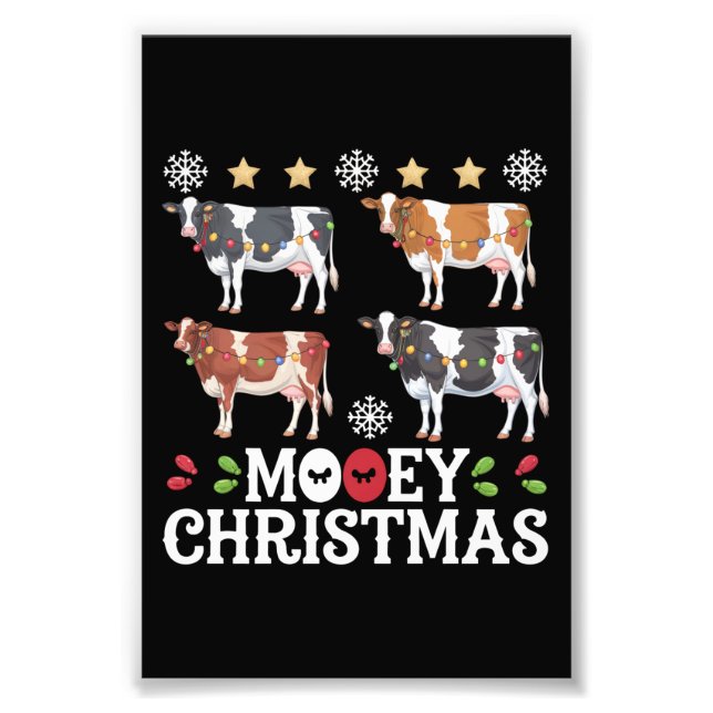 Mooey Christmas Cow Lover Holiday Farm Bauer Fotodruck (Vorne)