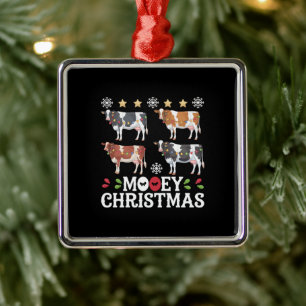 Mooey Christmas Cow Lover Holiday Farm Bauer Ornament Aus Metall