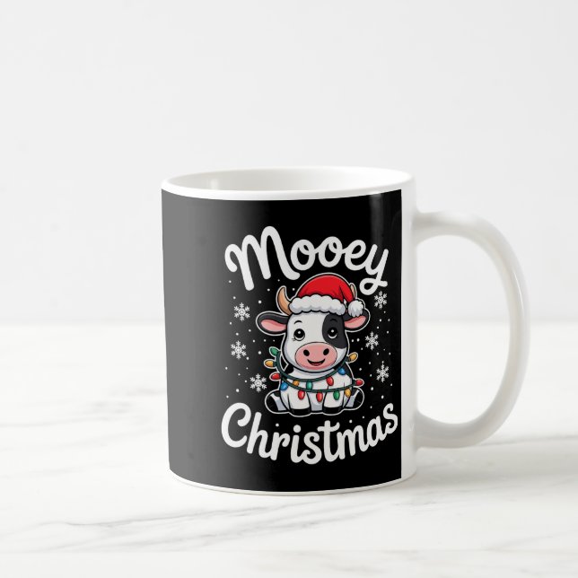 Mooey Christmas Cute Cow With Santa Hat And Holida Kaffeetasse (Rechts)