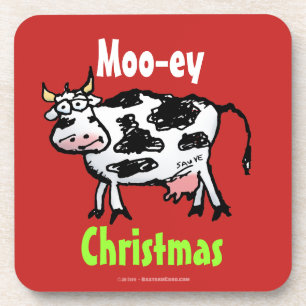 Mooey Christmas Funny Cow Getränkeuntersetzer