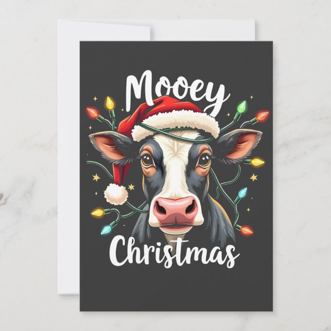 Mooey Christmas Funny Xmas Kuh Rinder Liebhaber Dankeskarte (Vorderseite)