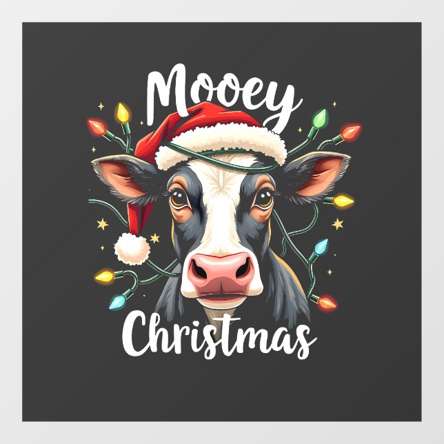 Mooey Christmas Funny Xmas Kuh Rinder Liebhaber Fensteraufkleber (Blatt)