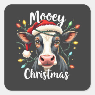 Mooey Christmas Funny Xmas Kuh Rinder Liebhaber Quadratischer Aufkleber