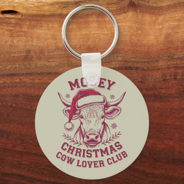 Mooey Christmas Western Cow Lover Club Xmas Saison Schlüsselanhänger (Vorderseite)