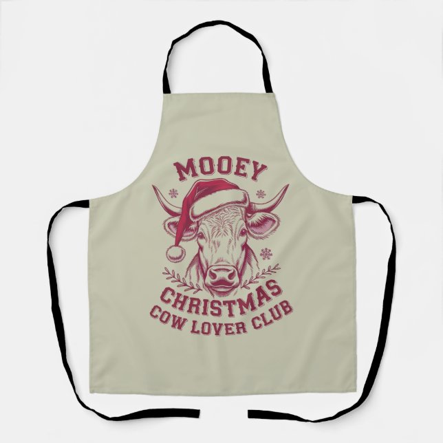 Mooey Christmas Western Cow Lover Club Xmas Saison Schürze (Vorderseite)