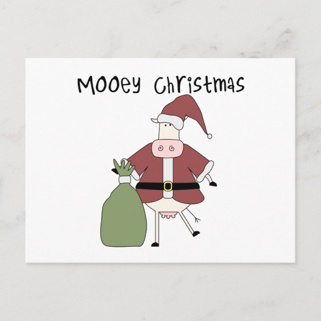 Mooey Cow Weihnachtsgeschenke und Geschenke Feiertagspostkarte (Vorderseite)