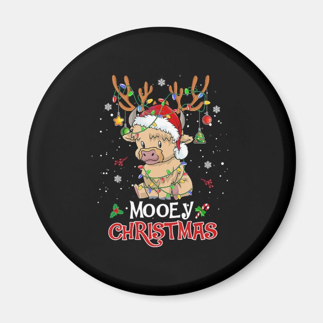 Mooey Highland Cow Christmas Magnet (Vorne)