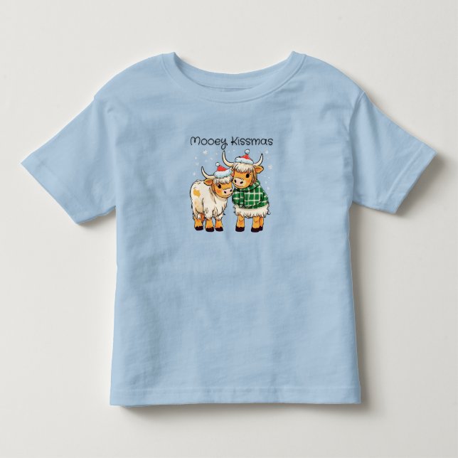 Mooey Kissmas Cartoon Kuh Weihnachtsfest Shirt (Vorderseite)