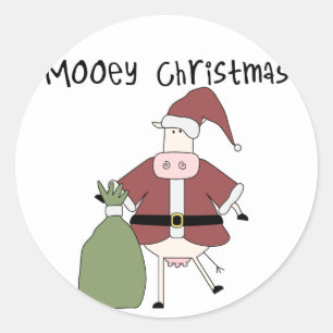 Mooey Kuh-Weihnachtst-shirts und -geschenke Runder Aufkleber