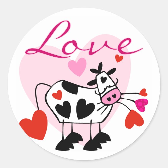 Mooey Liebe Valentine Runder Aufkleber (Vorderseite)