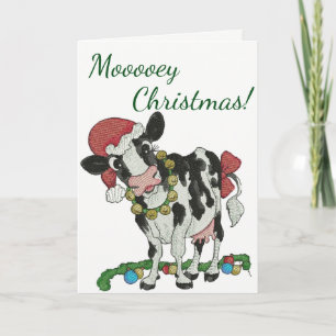 Mooey Noël ! Carte de Noël à thème vaches
