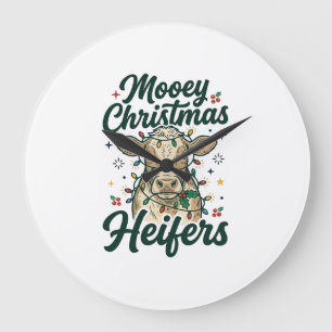 Mooey Weihnachten Färsen Lustiges Kuh Weihnachten  Große Wanduhr