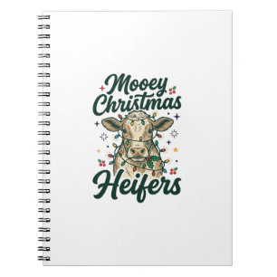 Mooey Weihnachten Färsen Lustiges Kuh Weihnachten Notizblock