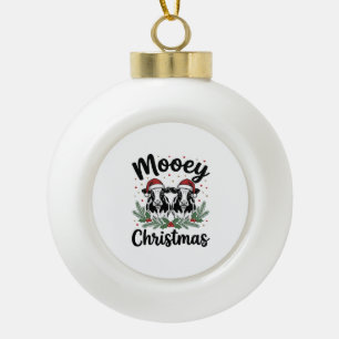 Mooey Weihnachten Kuh Vintage Gravur Shirt Design Keramik Kugel-Ornament