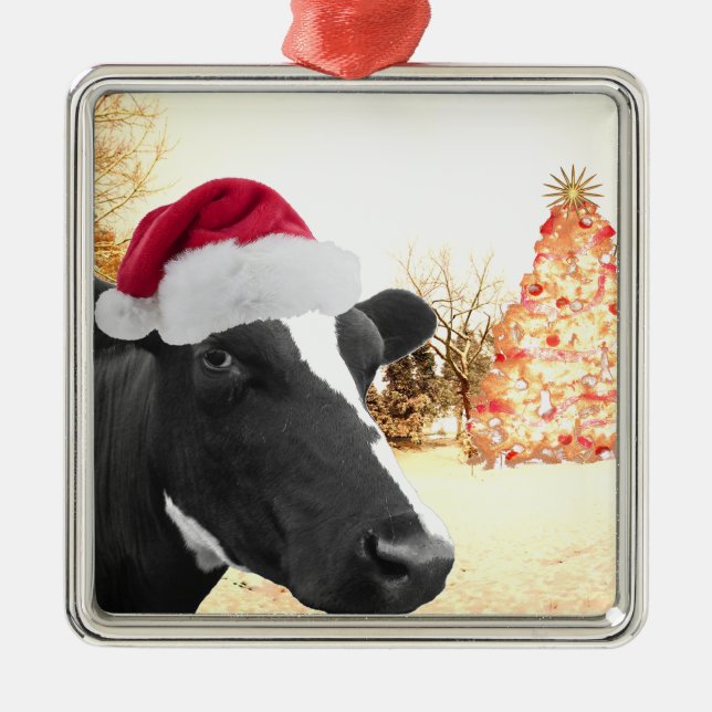 Mooey Weihnachtswinter-Kuh in der Ornament Aus Metall (Vorne)