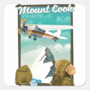 Mook Cook New Zealand Reiseplakat Quadratischer Aufkleber