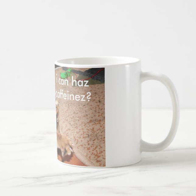 Mooki lolcat Tasse, kann ich haz caffeinez? Kaffeetasse (Rechts)