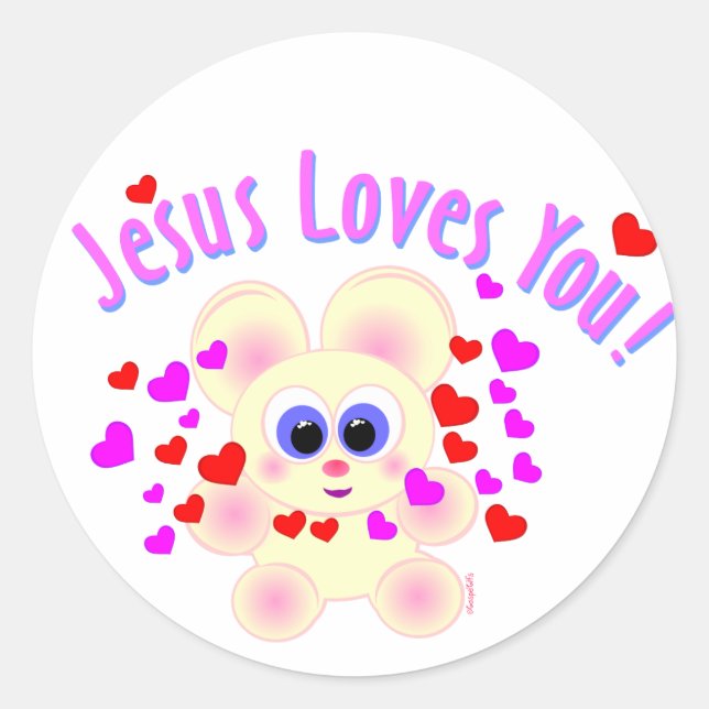 Mooky: Jesus Liebe dich! Runder Aufkleber (Vorderseite)
