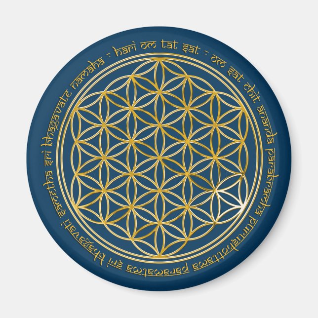 Moola Mantra / Blume des Lebens | dunkelblau Magnet (Vorne)
