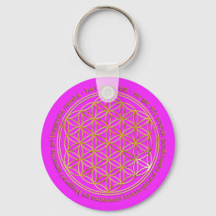Moola Mantra / Blume des Lebens rosa Schlüsselanhänger