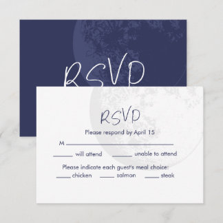Moon Abend Night Navy Blue Wedding RSVP Einladung
