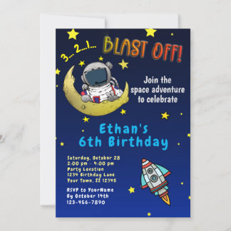 Moon Adventure Geburtstagsparty Einladung