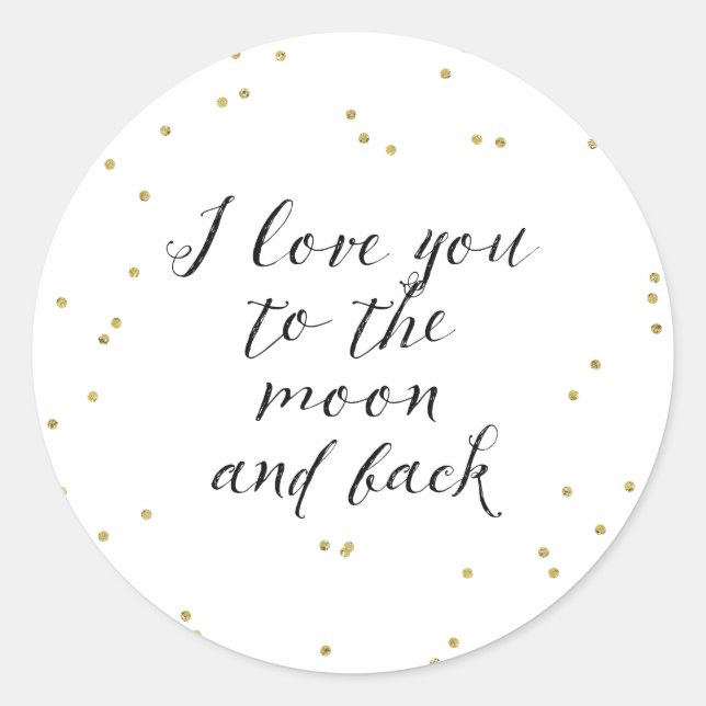 Moon and Back Gold Confetti Runder Aufkleber (Vorderseite)