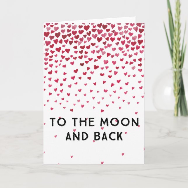 Moon and Back Hearts Karte (Vorderseite)