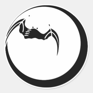 Moon and Bat Runder Aufkleber