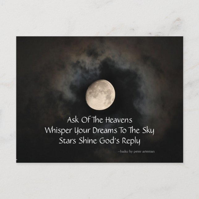 Moon and Clouds Haiku Postcard Postkarte (Vorderseite)