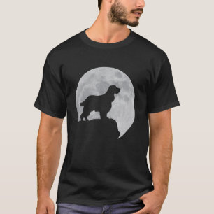 Moon and Dog Silhouette Englisch Springer Spaniel T-Shirt
