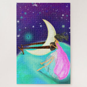 Moon and Girl Zeichnend Sammlung Fantasy Fairytale