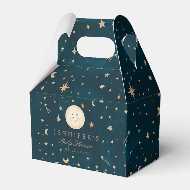 Moon and Gold Stars Moon Baby Dusche Geschenkschachtel (Vorderseite)