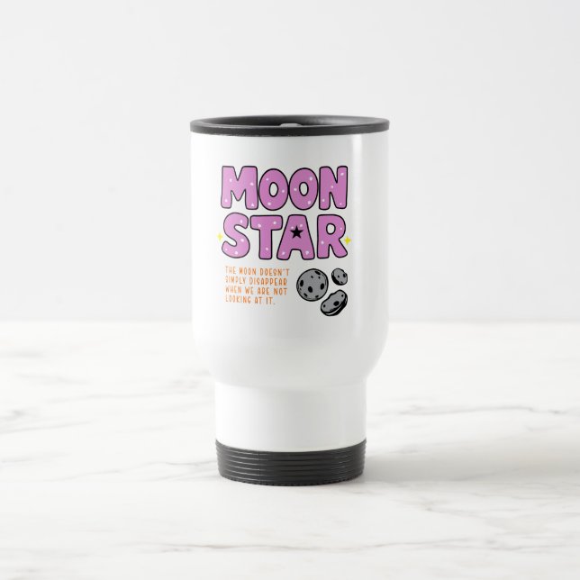 Moon and Star Niedlich Cartoon Ästhetik - Weltraum Reisebecher (Mittel)