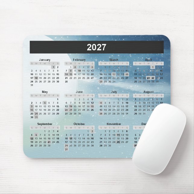 Moon and Stars 2027 Calendar  Mousepad (Mit Mouse)