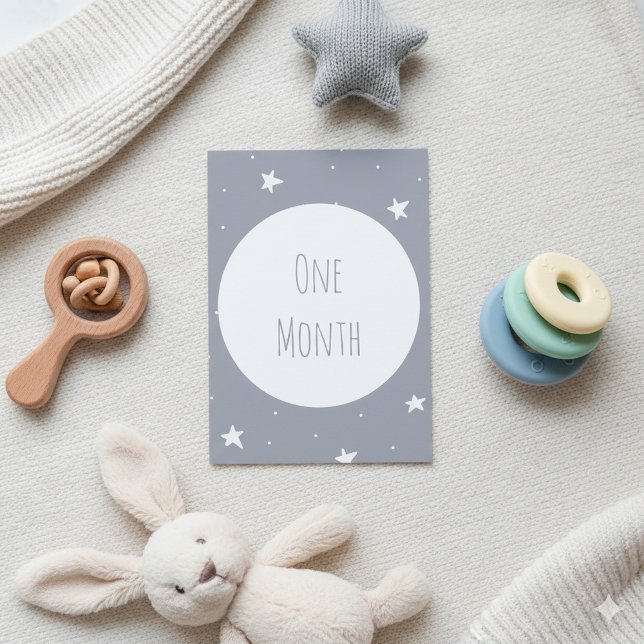 Moon and stars Baby Milestone Cards Einladung (Moon and stars Baby Milestone Cards.)