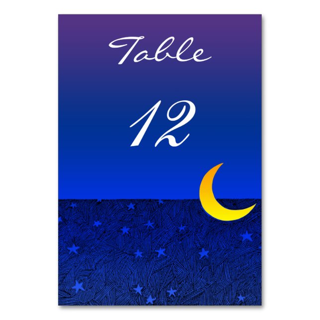 Moon and Stars Blue Sky Custom 2-seitige Table Car Tischnummer (Rückseite)