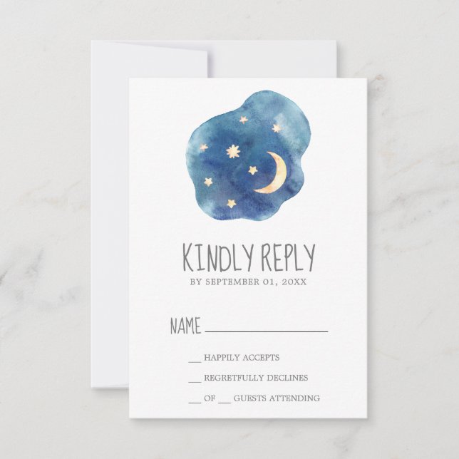 Moon and Stars Boy Baby Dusche UAWG RSVP Karte (Vorderseite)